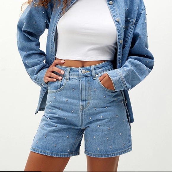 Milk It Recycled Spur Denim Shorts - Picture 2 of 4